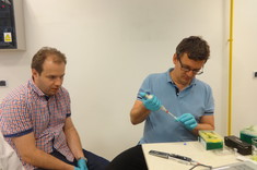 Project staff doing experiment